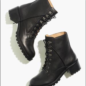NEW Madewell The Julien Lace-Up Lugsole Boot in Leather NA906